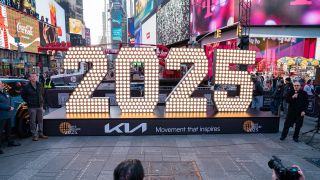 The "2025" numerals arriving in New York City's Times Square ahead of the New Year's Eve celebrations.